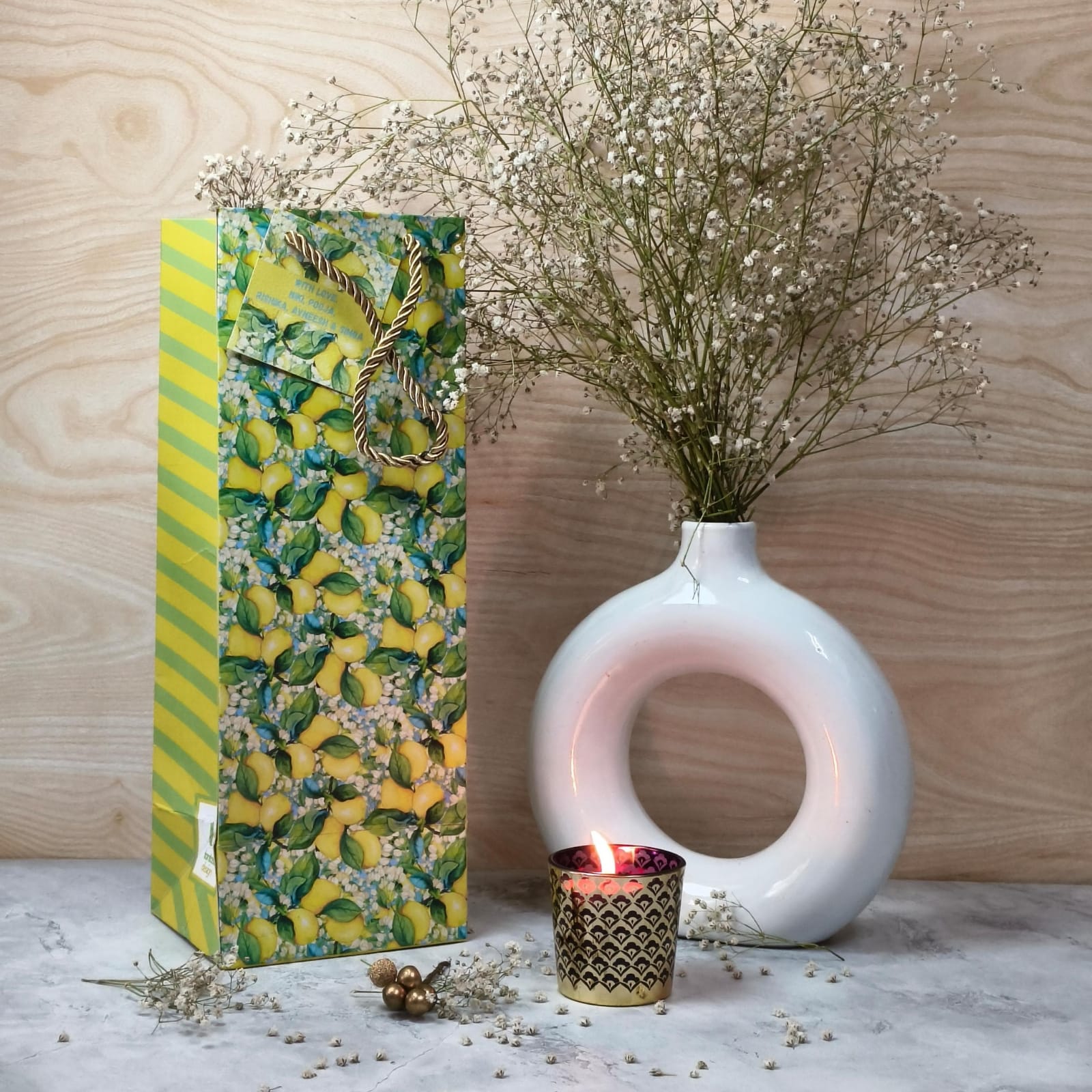 Tuscan Lemons Wine Bags