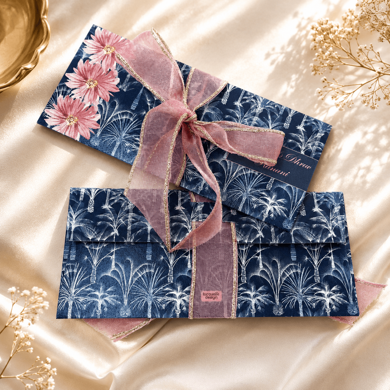 Midnight Palm Ribbon Envelope